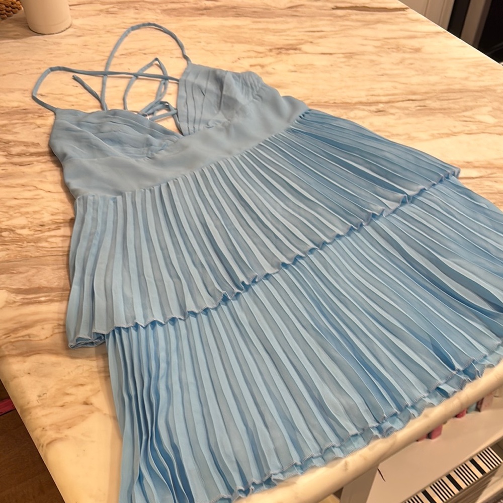 Hello Molly Light Blue Pleated Dress - Picture 2 of 12